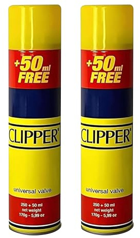 Luxtrous Genuine Clipper Gas, Suitable for Universal Canisters, Lighters, Torches and Camping Stoves, 300ml (Pack of 2)