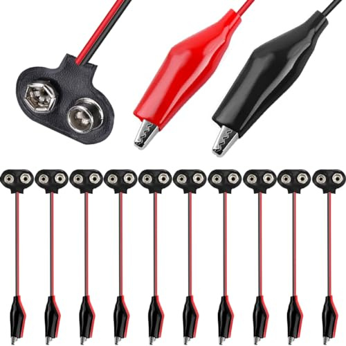 HAAMNING7 10 PCS 9V Battery Snap Connector to Dual Alligator Clips Cable for LED Lighting Device DIY Car RC Robot Power Supply