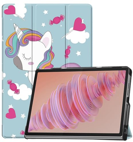 Techsuit für Lenovo Tab Plus Hülle mit 360 Schutz, Verstellbare Betrachtungswinkel, Auto Sleep Wake, Mikrofaser Innenfutter, Schlankes Design, Anti Fingerabdruck, FoldPro Series, PU Leder, Unicorn
