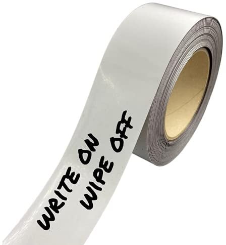 Gloss White Magnetic Tape Easy Wipe Racking Strip 50mm Wide x 0.8mm Thick x 10M Long - Blank Write On Wipe Off Magnets , Magnetic Whiteboard Strips, Writable Flexible Magnet Sheet - Magnetic Whiteboard Tape Write on Wipe Off