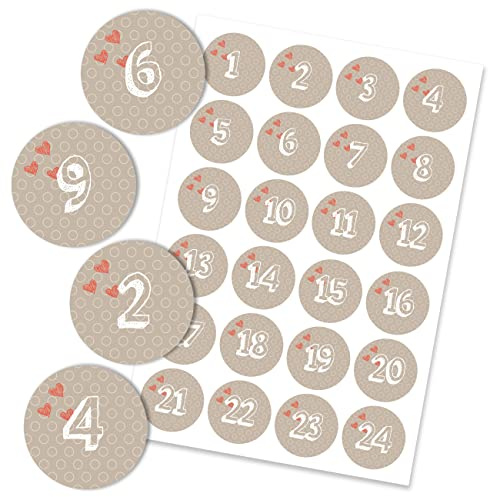 Papierdrachen 24 Adventskalender Zahlen Aufkleber - herzliche Zeit Nr 11 - Sticker 4 cm - zum Basteln und Dekorieren