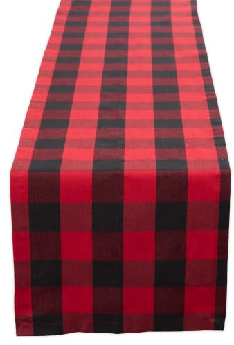 DII Buffalo Check Collection, Classic Farmhouse Table Runner, 14x108, Red & Black