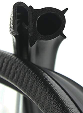 SMI-Dichtungsprofil DS14 für 4-6mm PVC mit Stahleinlage/EPDM Moosgummi selbstklemmend ohne Kleber - Kantenschutz mit Dichtung seitlich, Kantenschutzdichtprofil für Auto, Kofferraum (1 m)
