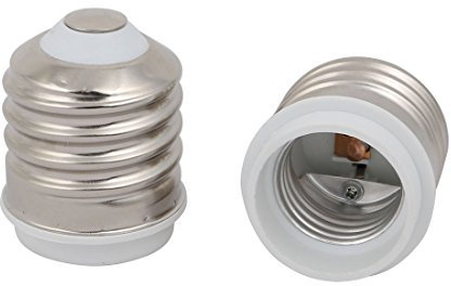 sourcing map 2 Stück E40 auf E27 Extender Adapter Konverter Glühbirne Fassung Halter Silber Ton