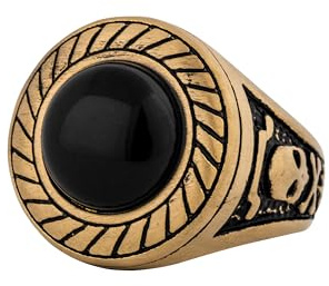 Akitsune Mortis Ring | Ornament Design-Ring Frauen Herren Edelstahl Groß Kreuzfahrer Siegel