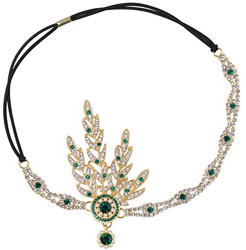 BABEYOND 1920s Headpiece Flapper Headpiece Vintage 1920s Headband Great Gatsby Accessories Women Roaring 20's Accessories with Gift Box (Green)(Size: One Size)