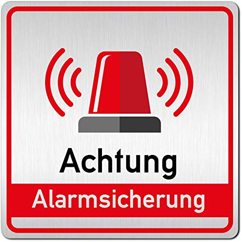 Türschilder24 XXL Schild - Türschild (B) • 125 x 125 mm • Dieses Objekt ist Alarmgesichert - Achtung Alarmsicherung 001 • 1,5 mm Aluminium Vollmaterial • 100% Made in Germany