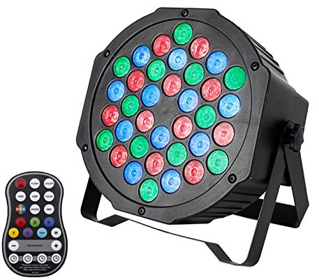 UKing Wiederaufladbar LED Par Akku, RGB 36 LED Bühnenlicht D MX 7CH, Partylicht 7 Modi Lichteffekte mit Fernbedienung für DJ Disco Hochzeit Weihnachten Bühnenbeleuchtung