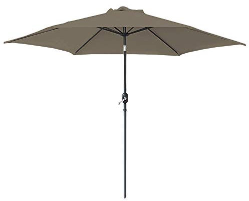Green Bay 2.5M Round Aluminium Garden Parasol Sun Shade Patio Outdoor Umbrella Canopy Crank Tilt Mechanism Brown