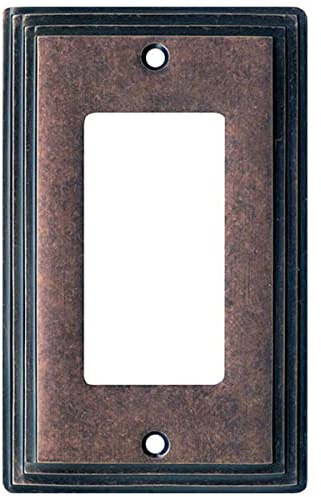 Switch Hits Mottled Antique Copper Art Deco Step Light Switch Cover | 1 GFI Rocker | 3 x 5 | Electrical Outlet Plug Wall Plate Outlet Covers | Socket Outlet Wall Plates