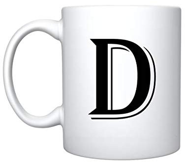 iTRONiK Alphabet Mug Letter Mugs Initial Coffee Cup Birthday Fathers Day (D)