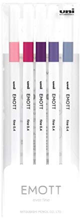 EMOTT Fineliner Pens, Fine Point (0.4mm), Assorted Ink, 5-count, Floral