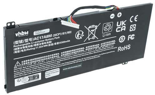 vhbw Akku Ersatz für Acer 3ICP7/61/80 | AC17A8M für Notebook (5300 mAh, 11,55 V, Li-Ion)