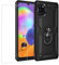 Joytag kompatibel für Samsung A31 Hülle，handyHülle+ panzerglasfolie Silikon TPU 360 Grad Drehring aus Halter magnetisch Autotelefon case-Schwarz