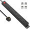 Extension Lead Surge Protection 7 Way Multi Plug Power Strip with Switches, Desk Power Strip 19 Inch Rack Mount Power Socket for Home Office Power Distribution Unit (PDU), Black, 13A
