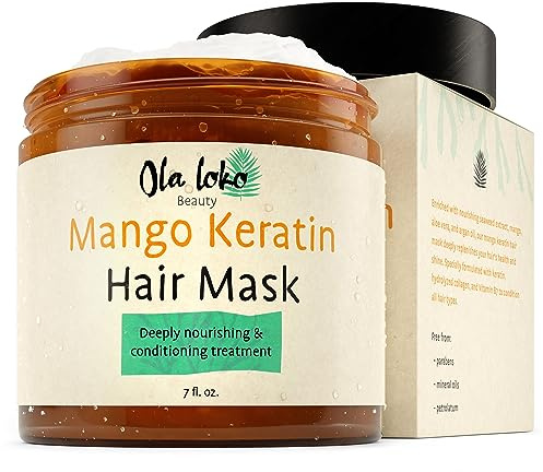Nourishing Mango Keratin Hair Mask, Deep Repair Hair Treatment für trockenes und geschädigtes Haar, Proteinbehandlung für Kopfhaut und Haar, 7 Fl Oz