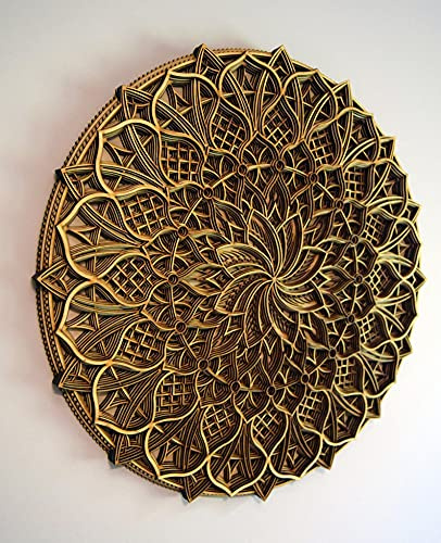 BHDecor Holz Mandala Wohnung Dekor Elegante Hauswandkunst Farbige Küche Hängende Chakra Spirituelle Yoga Meditation (58 x 58cm)