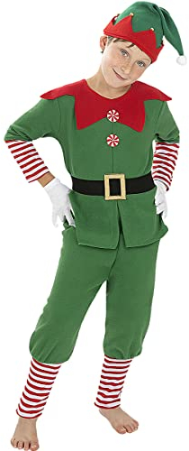 Funidelia | Weihnachtselfen Kostüm für Jungen Weihnachtself, Weihnachten, Wichtel - Kostüme für Kinder & Verkleidung für Partys, Karneval & Halloween - Größe 10-12 Jahre - Grün