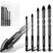 Tile Drill Bits, 5 Pc Set, Masonry Drill Bits for Porcelain, Concrete, Brick, Glass (Ø 5-12 mm)