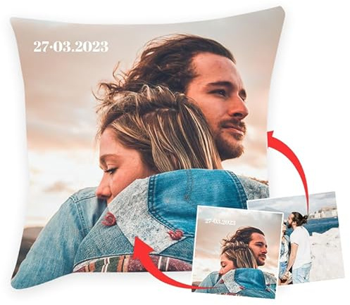 Wanapix | Kissen Personalisiert | Fotokissen | Größe auswählen | Beidseitig Personalisierbar | Keine Ränder | Bezug in der Waschmaschine waschbar