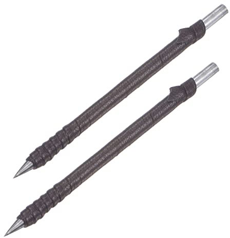 sourcing map Madera Cinceles Cuchillo, Tungsteno Carburo Redondo Puntiagudo Punta Tallado Carpintería Manual Herramienta 135mm (5,3 Pulgadas) Longitud con Cuero Tela Mango, 2 Piezas