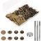 24 Sets Heavy Duty Leather Snap Fasteners Kit, BetterJonny 17mm Metal Snap Buttons Press Studs Leather Rivets Snaps with 4 Setter Tools for Clothes Bracelet Jackets Jeans (Antique Brass)