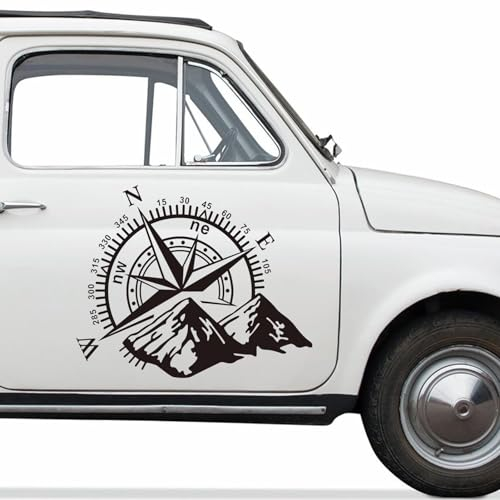 48 x 34 cm Aufkleber mit Abenteurer Kompass,Auto Aufkleber, Aufkleber selbstklebend Waschanlagengeeignet wetterfest für PKW Anhänger Motorhauben Autofenster Aufkleber Auto Grafik Karosserieseite