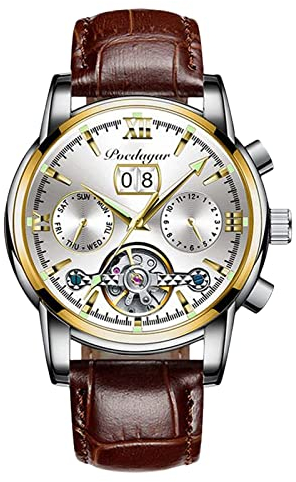 rorios Herrenuhren Automatik Mechanische Uhr mit Lederband Klassisches Leuchtende Uhr Wasserdicht Armbanduhr Uhr für Männer