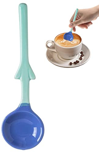 SYNYEY Cucharas con mango de flores, cucharas pequeñas, mini cuchara de cerámica, cuchara de té, cuchara de café, cuchara de azúcar, cucharas colgantes de animales de dibujos animados para niños