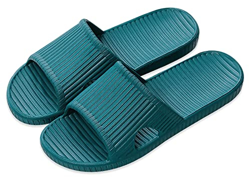 JIJIe Shower slipper,Slippers for Women bathroom or indoor use, anti-slip （Dark Green UK6/7 EU40/41