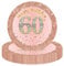 ATBEAMEN 16pcs Rose Gold 60th Birthday Paper Plates 9inch 60th Party Table Decor,60th Birthday Party Paper Plates 9'' Tableware,Happy 60th Birthday Tableware Plate for Her,,60th Party Supplies