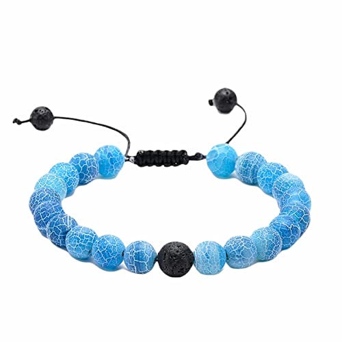 Lava Perlenarmband, Armband Perlen Männer 8MM Lavastein Magnesit Verstellbare Webart Umfang 19CM
