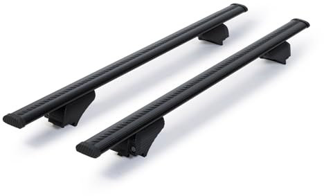 Dachträger passend für Audi A6 Avant Kombi ab 1994-1997 offene Dachreling 115 cm Schwarz, Querträger, Dachlastträger, Dachgepäckträger, Gepäckträger