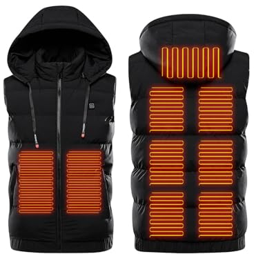 Battnot 2023 Beheizbare Weste Herren Damen mit Kapuze Beheizte Weste Jacke Elektrische Wärmeweste Warme Heizweste mit Heizung USB Lade Heizweste Heheizte Kleidung für Outdoor Motorrad Camping