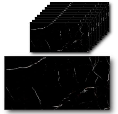 HOOZ 10x Fliesenaufkleber Marmor schwarz - 60 x 30 cm - Selbstklebende Fliesen 10 Stück - Klebefliesen für Küchenrückwand - Wandpaneele Küche Wanddeko Schlafzimmer Wohnzimmer Badezimmer