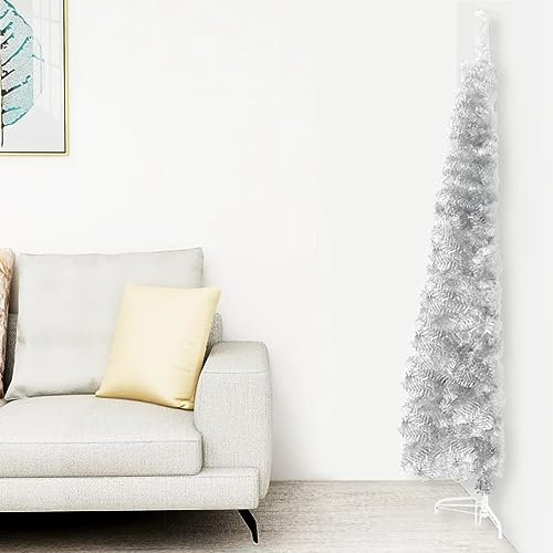 ARKEM Medio árbol de Navidad Artificial con Soporte Plateado 210 cm Espumillon Arbol Navidad