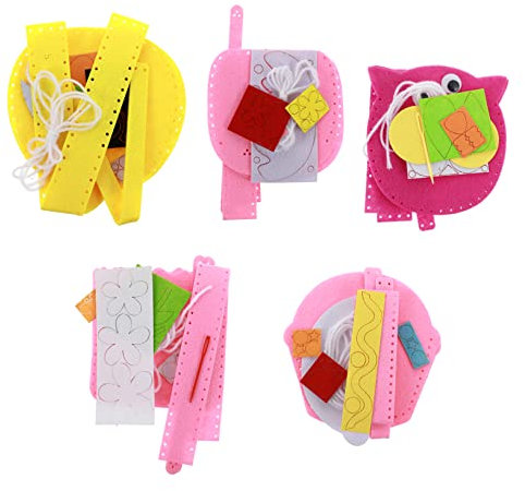 UPKOCH Filztaschen-set 5 Stile Vlies-handtaschen-bastelsets Für Kinder Sicheres Pädagogisches Nähprojekt Zufälliger Stil