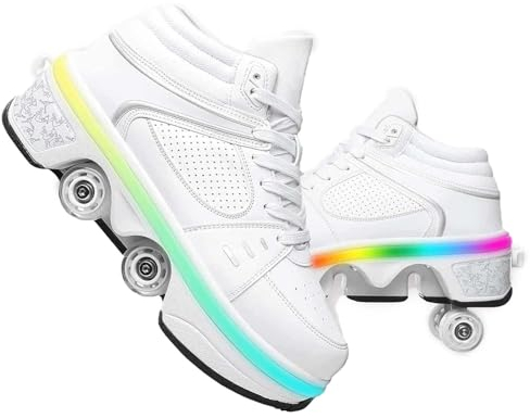 preyrocbirds Schuhe mit Rollen, LED Leuchtend Roller Skates, Verstecktes Rollen, Verstellbare Rollschuhe für Laufsportschuhe Zum Spielen für Männer Frauen