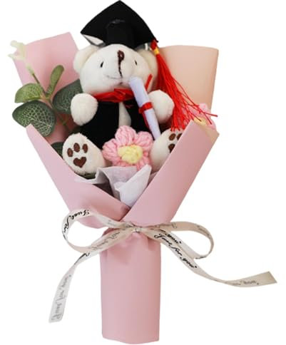 Arreglos florales artificiales, ramo de flores hecho a mano de ganchillo,Flores hechas a mano de ganchillo | Diseño de tela con ramo de peluche de larga duración para graduados