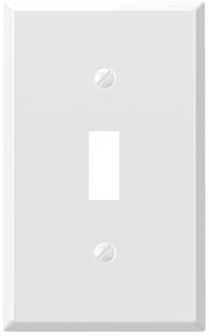 ELEGRP Metal Toggle Light Switch Wall Plate, 1-Gang Standard Size Switch Covers, Replacement Faceplates Covers, Color-matched Screws Included (1 Pack, Glossy White)
