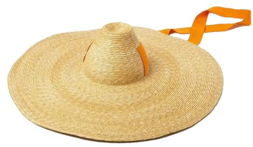 Sombrero De Paja Gigante Tejido para Mujer con ala Grande Y ala Suave, Sombrero para El Sol con Parte ior Alta Cinta para Adultos En Sombrero De Playa De Verano