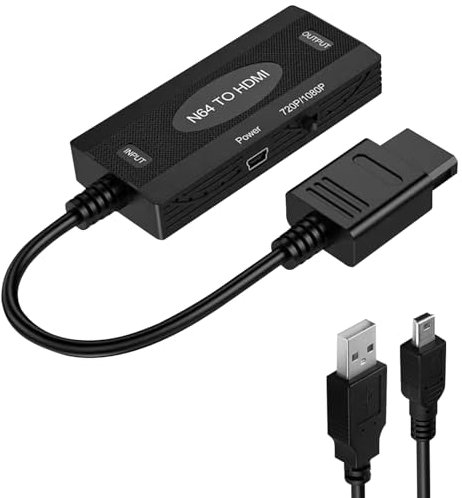 Tihokile N64 to HDMI Converter HD Cable N64 to HDMI TV for N64/SNES/NGC, Works with HDMI/Monitors/Projectors, Plug and Play