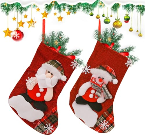 Weihnachtsstrümpfe Weihnachtsstrumpf Geschenktüte Mini Weihnachtsstrumpf Kamin Weihnachtssocken Weihnachtsstrumpf Nikolausstrumpf Nikolausstiefel zum Befüllen Nikolausstiefel Socken 2 Stück