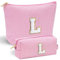 Parima Geschenke für Frauen - Personalisierte Kosmetiktasche Groß Kosmetiktasche Set Kosmetiktaschen Damen Mädchen Geburtstagsgeschenk für Frauen Teenager Mädchen Rosa Kosmetiktasche mit Buchstaben L