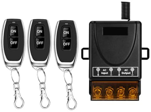 Cerhot AC 220V/230V/240V 100m 30A haute performance Interrupteur de lumière extérieure Interrupteur à télécommande sans fil pour pompe à eau Éclairage (100m 3V1 AC 100V-240V)