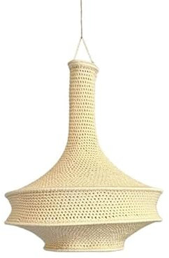 La Touche Stylée suspension luminaire macramé, feuille de palmier, suspension osier rotin, luminaire (ECRU)
