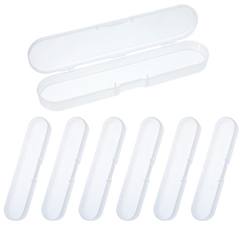 6 Stück Durchsichtige Federmäppchen Stiftebox, Kleine Box zur Aufbewahrung von Stiften, Mehrzweck-Pinselbox, Kosmetik-Aufbewahrungsbox für Reisetoilettenartikel, Zubehör (17,8 x 3,7 x 2,3 cm)