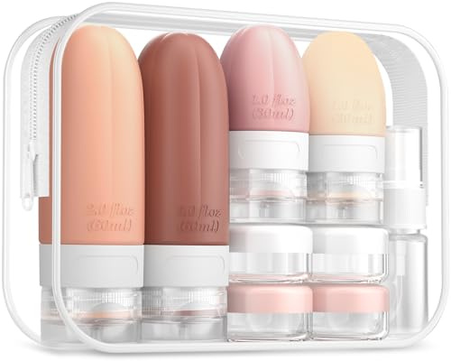Gemice 16 Pack Travel Bottles Set, CAA Approved Leak Proof Silicone Squeezable Containers for Toiletries, Refillable Accessories 60ml 30ml for Conditioner, Shampoo, Lotion & Body Wash (BPA Free)