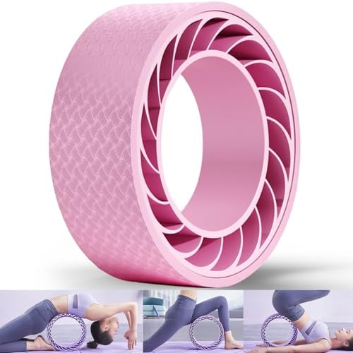 HNJZX Rotella per la schiena con anelli da yoga, ruota per yoga imbottita in schiuma, con supporto centrale della colonna vertebrale, ruota da yoga per migliorare le posizioni yoga, piegamenti alla