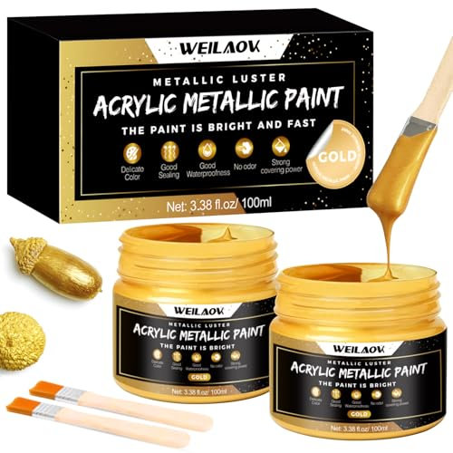 WEILAOK Colore Acrilico Oro, Vernice Oro Tempera (B)
